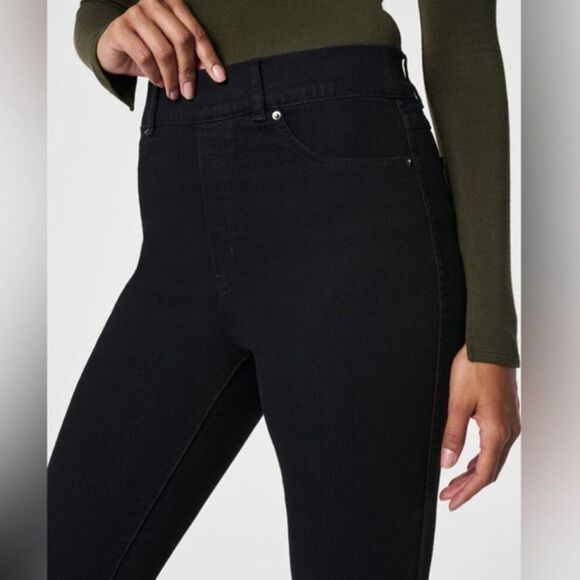 SPANX Black Denim Ankle Skinny Jeans in Clean Black Sz Small NWT 🏷️ - Picture 7 of 14